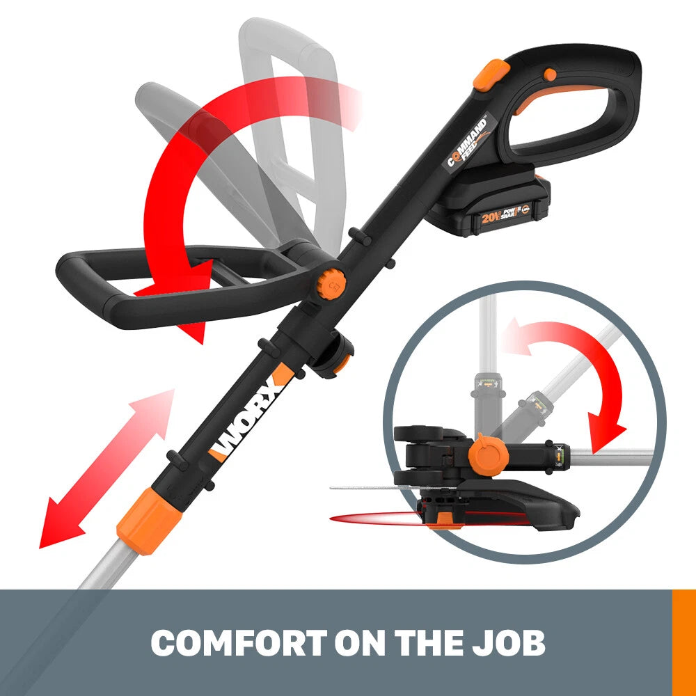 WORX WG170.2 GT 20V PowerShare CordlessTrimmer/Edger + 60 min quick charger
