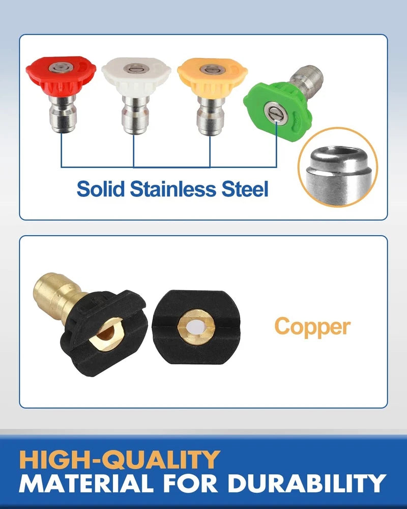 TOOLCY 3000 PSI Pressure Washer Spray Nozzle Tips 2.5 Orifice 1/4" Quick Connect