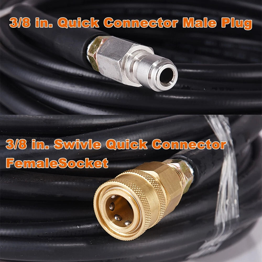 50FT 5800PSI Replacement High Pressure Power Washer Hose -3/8" Quick Connect