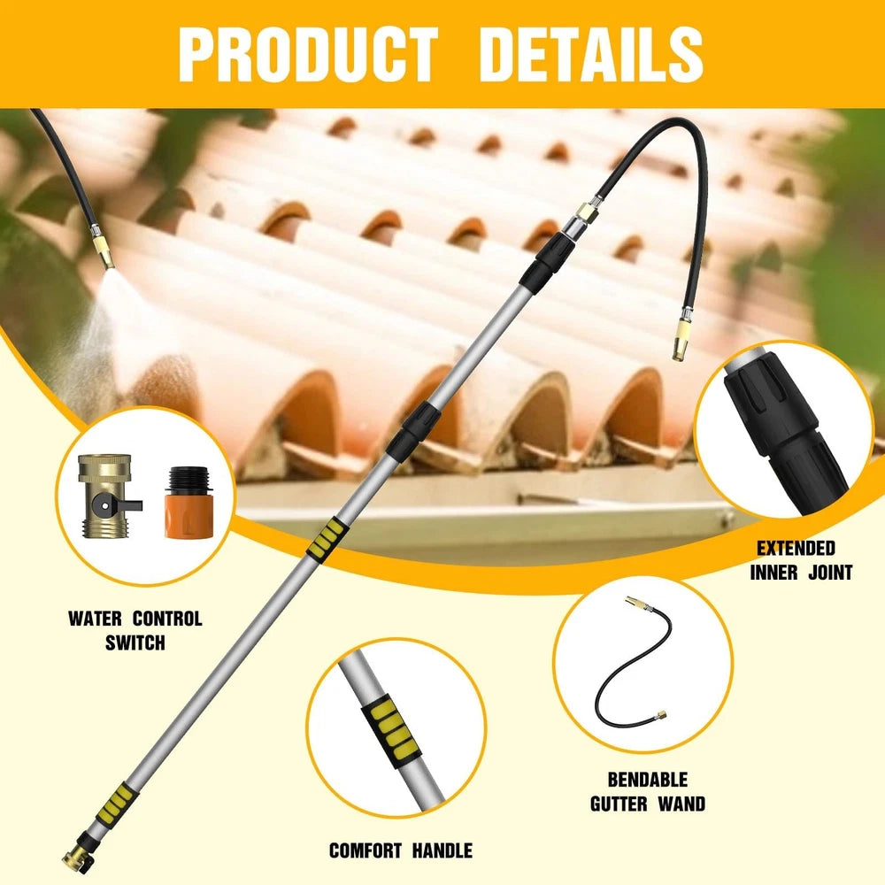 Gutter Cleaning Tools from The Ground, 20FT Reach Rain Cleaner with Bendable ...