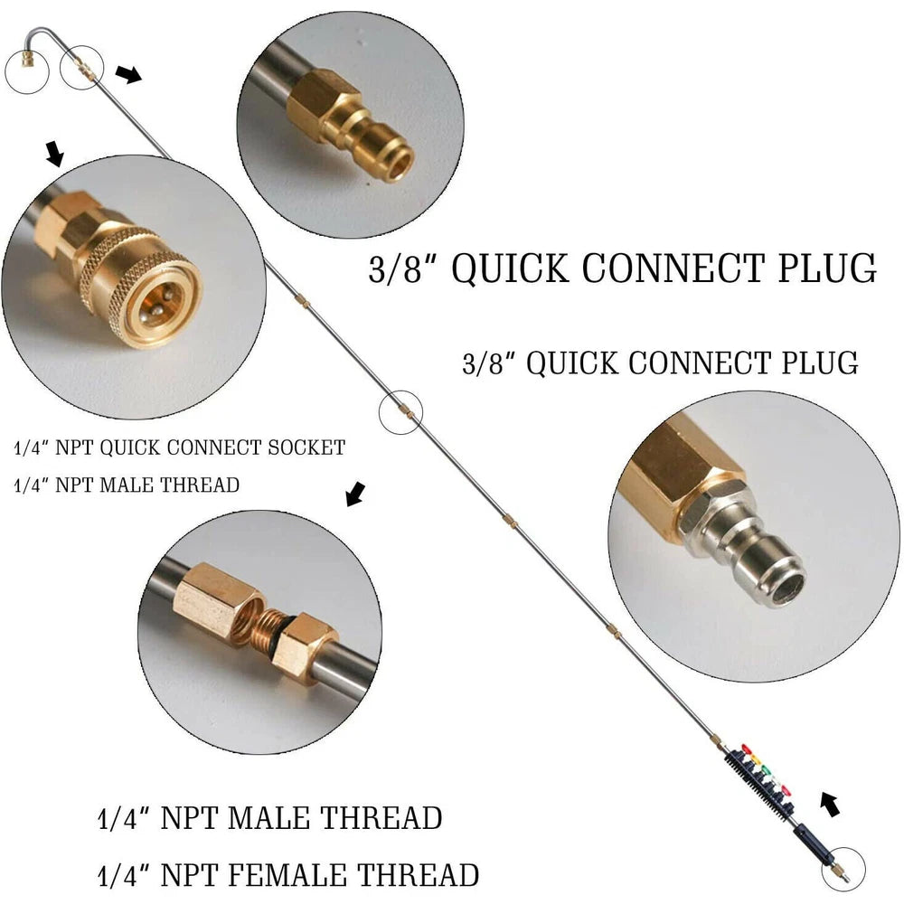 High Pressure Washer Extension Wand Replace Lance Gutter Cleaner Nozzle 4000PSI