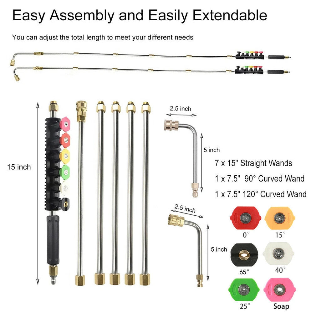 High Pressure Washer Extension Wand Replace Lance Gutter Cleaner Nozzle 4000PSI