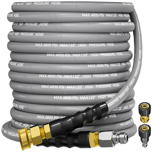 3/8" 4800PSI Pressure Washer Hose 50FT with Swivel Quick Connect Max 248°F