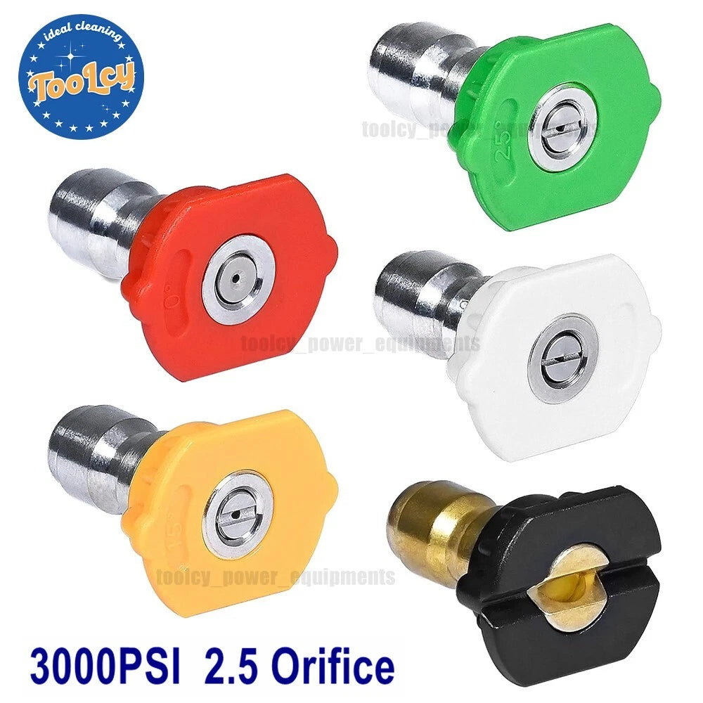 TOOLCY 3000 PSI Pressure Washer Spray Nozzle Tips 2.5 Orifice 1/4" Quick Connect