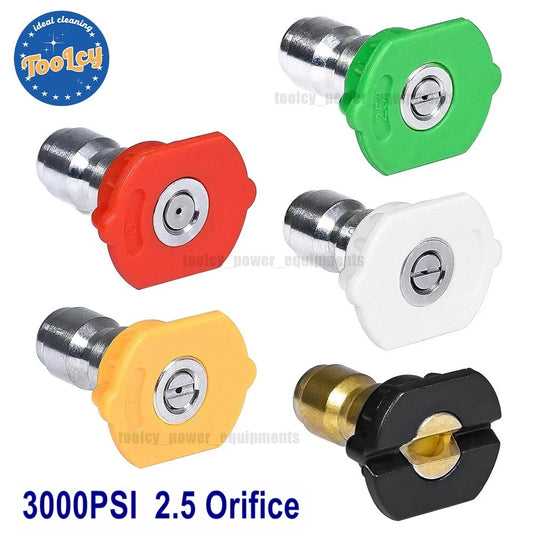 TOOLCY 3000 PSI Pressure Washer Spray Nozzle Tips 2.5 Orifice 1/4" Quick Connect