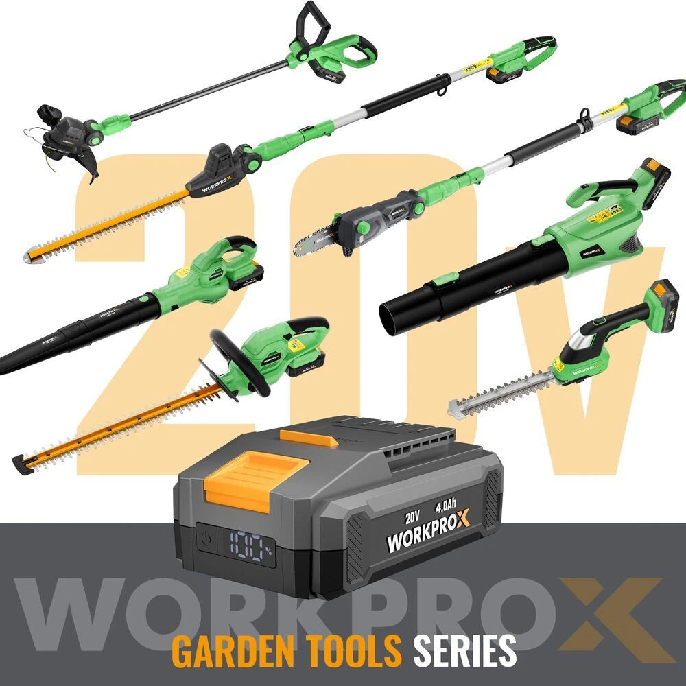 WORKPROX 12inch 20V String Trimmer 4.0Ah Li-Ion Battery Powered Grass Cutter