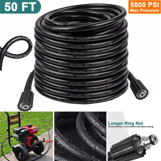 50 FT High Pressure Washer Hose 5800 PSI M22-14MM Power Washer Extension Hose