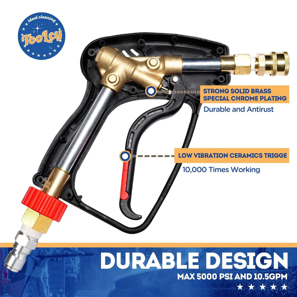 Pressure Washer Short Gun, Commercial 5000 PSI / 10.5 GPM with Nozzle Tips, 3...
