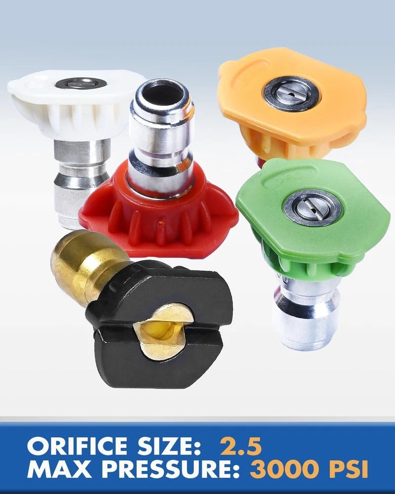 TOOLCY 3000 PSI Pressure Washer Spray Nozzle Tips 2.5 Orifice 1/4" Quick Connect