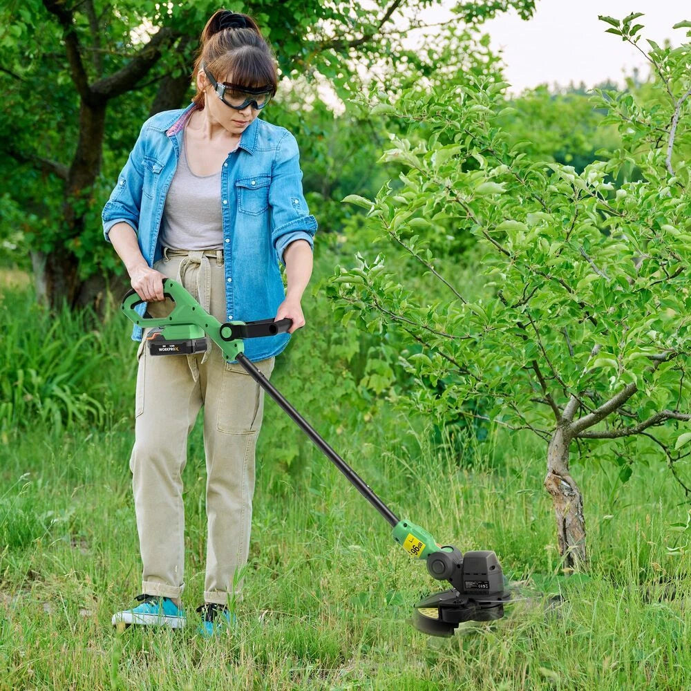 WORKPROX 12inch 20V String Trimmer 4.0Ah Li-Ion Battery Powered Grass Cutter