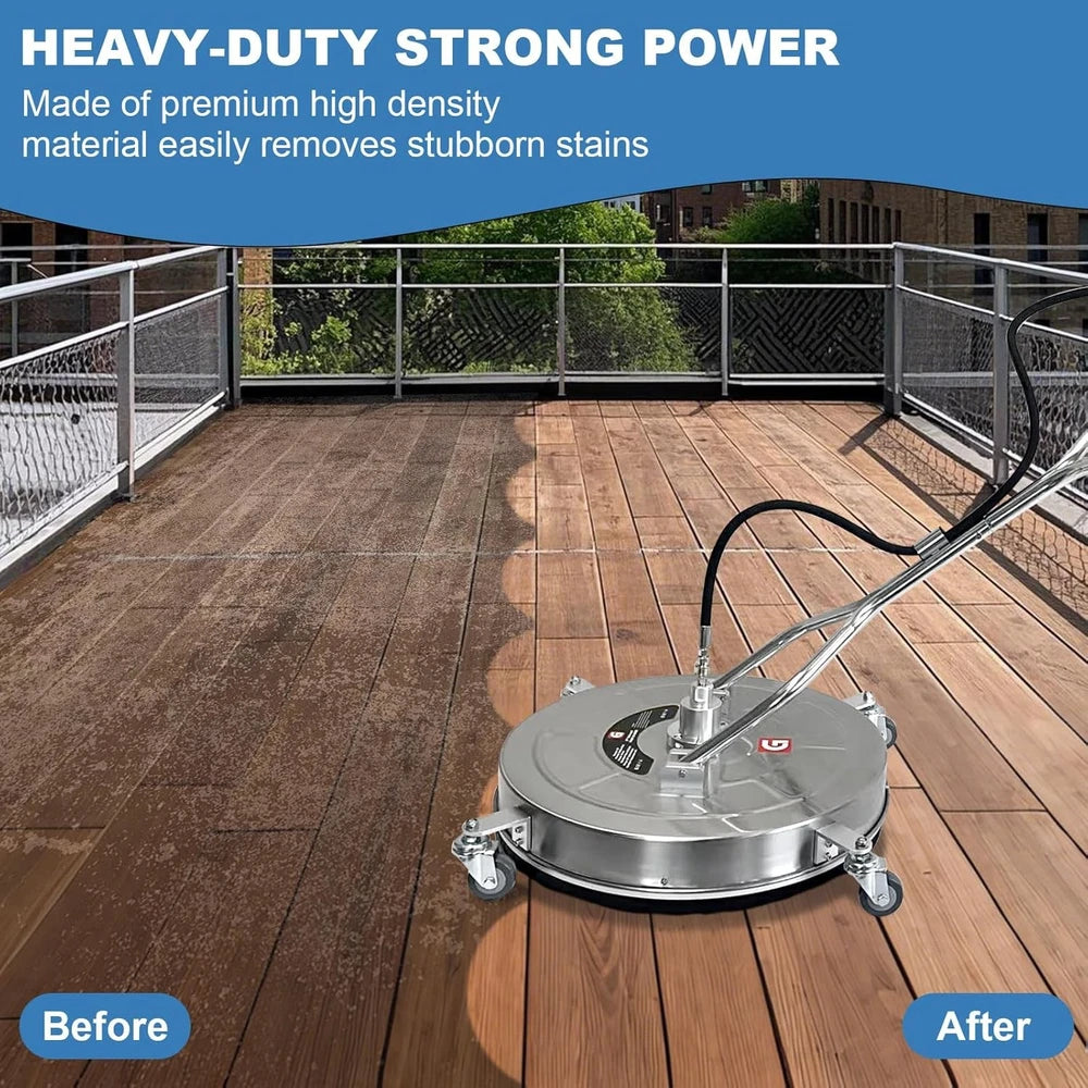 24" Pressure Washer Surface Cleaner with 4 Wheels Dual Handle 4900 Max PSI