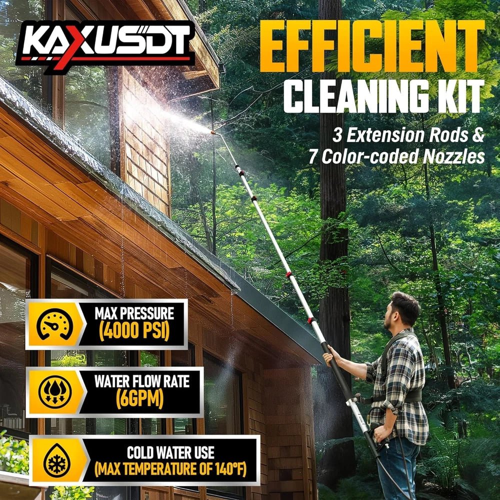 5~24FT Telescoping Pressure Washer Wand 4000PSI with 3 Extension Wand Portable
