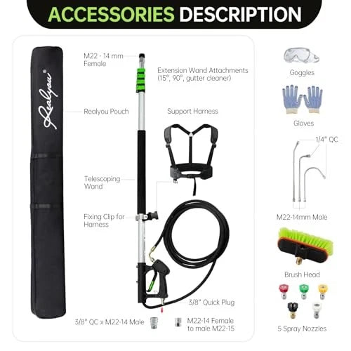 24 FT Pressure Washer Telescoping Wand with Pressure Washer Extension Wand,
