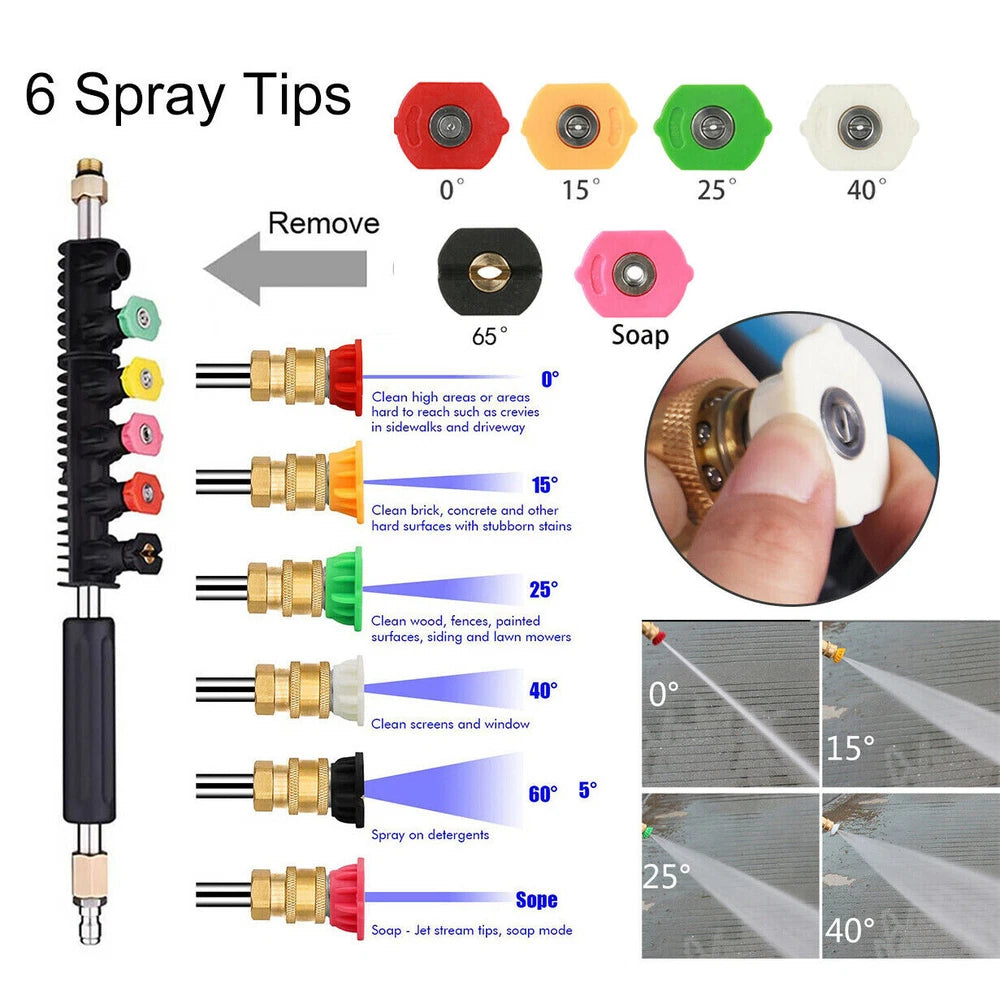 High Pressure Washer Extension Wand Replace Lance Gutter Cleaner Nozzle 4000PSI