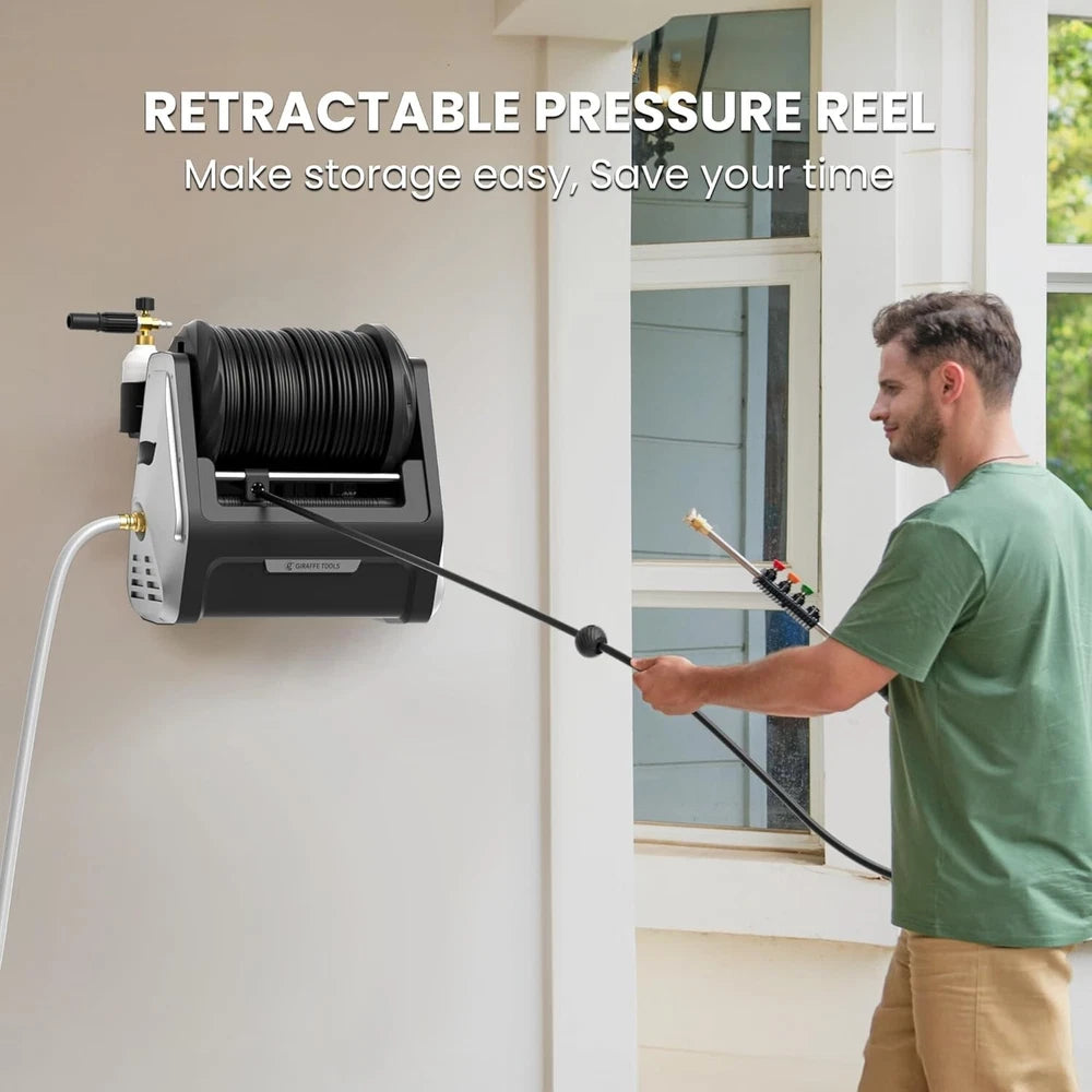 Giraffe Tools Max 2900 PSI Electric Pressure Washer Wall Mounted with 100FT Hose