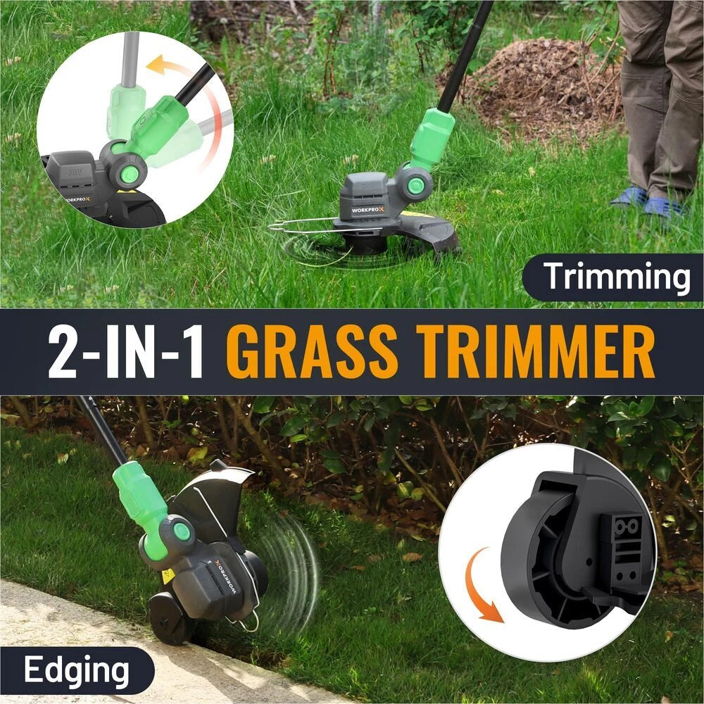 WORKPROX 12inch 20V String Trimmer 4.0Ah Li-Ion Battery Powered Grass Cutter