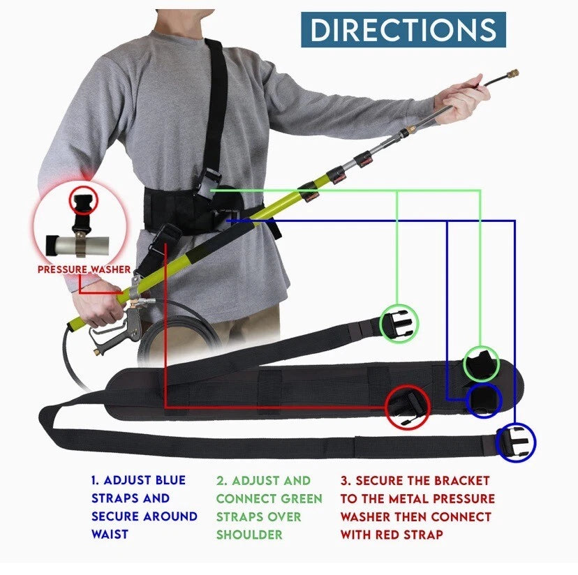 Pressure Washer Wand Belt, Telescoping Washer Support Harness with Sling Strap