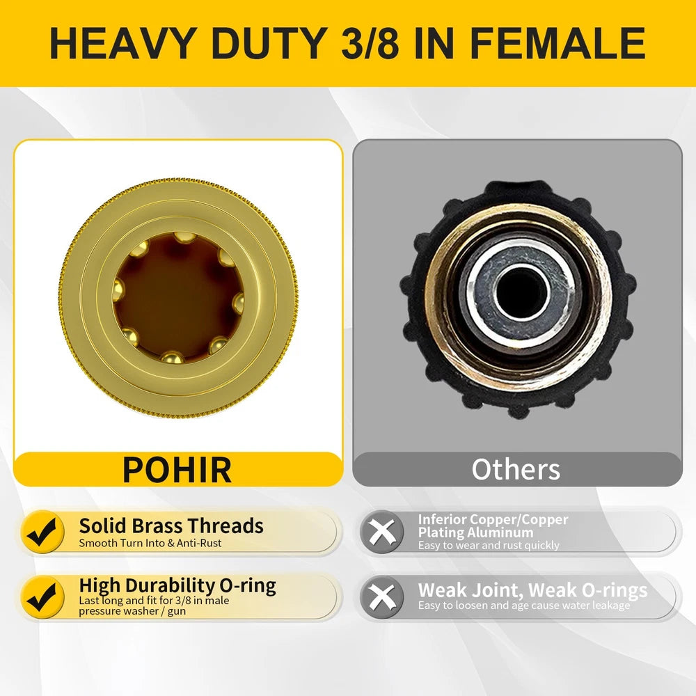 POHIR 100FT 3/8" Pressure Washer Hose 4800PSI 2-Braid R2 Power Wire Washer Hose