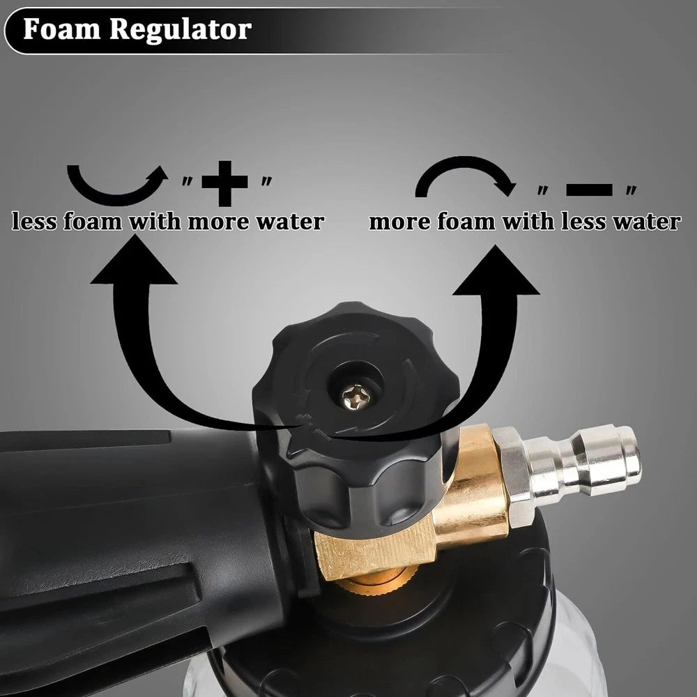 1/4” Pressure Washer Foam Cannon with Dual-Connector Double Tip Attachment USA
